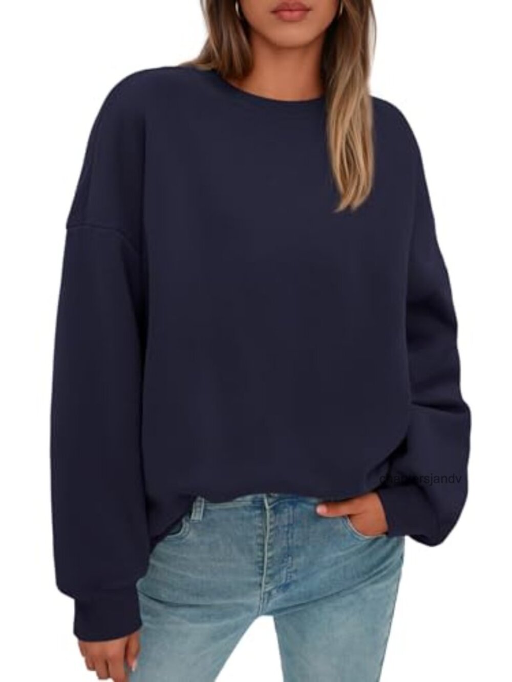 Oversized Crewneck Pullover Sweatshirt French Terry Fleece Women